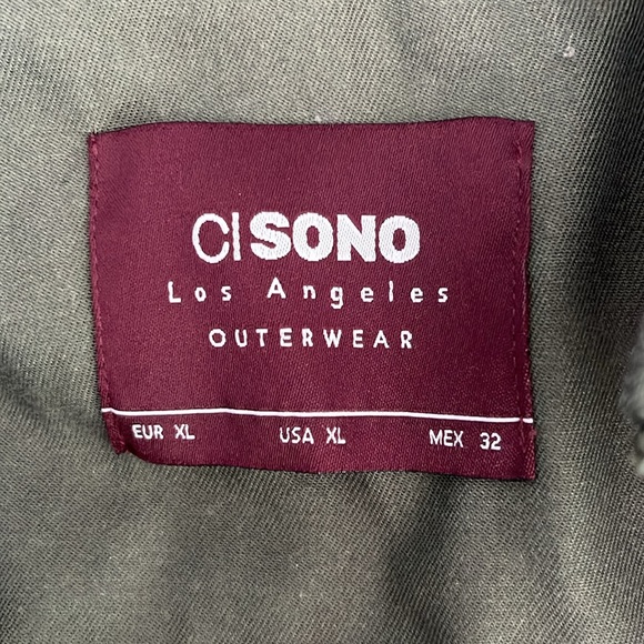 CI Sono Olive Green Zip up/ snap vest with. Draw string waist and hood. XL - Picture 2 of 7